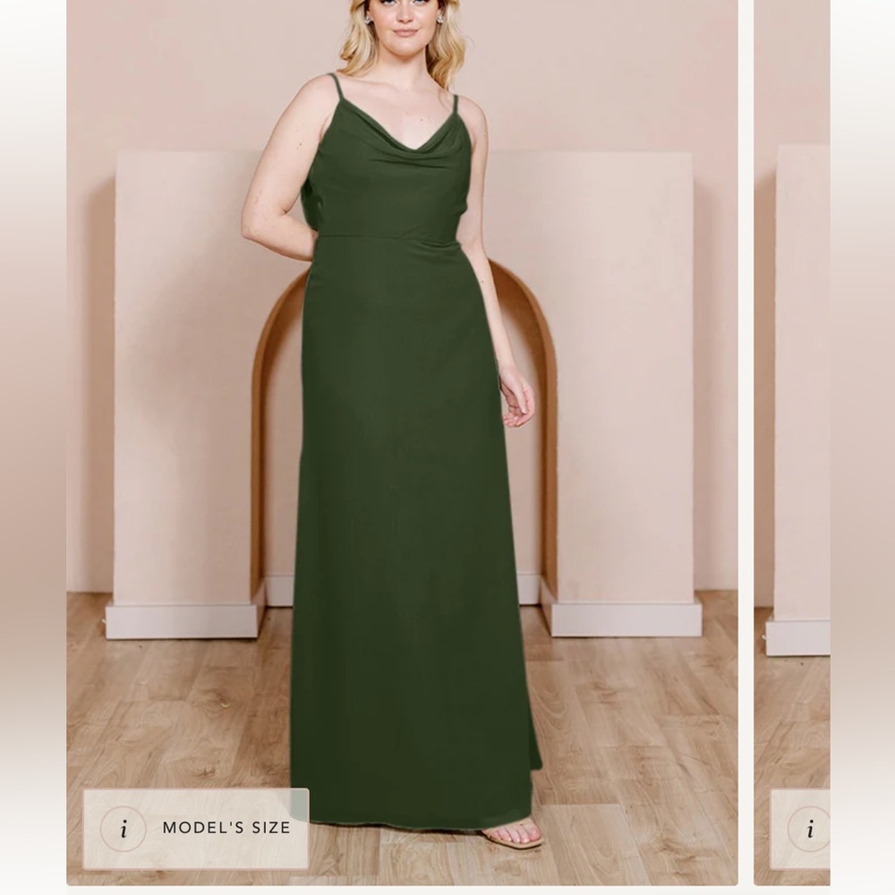 Revelry Nadia Chiffon Bridesmaid Dress in Deep Olive
